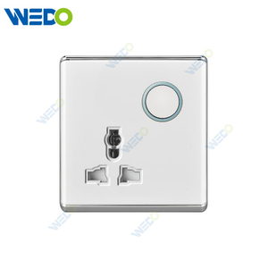 S2-W Home Switches 13A MF Switched Socket with Light Ring 250V Light Electric Wall Switch Socket PC Material with Chrome Frame