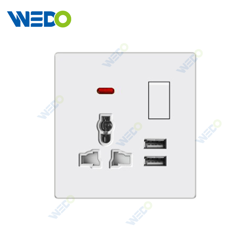 ULTRA THIN SERIES 13A MF Switch Socket +2USB W/Without neon With PC Materical Different Color Home Socket 
