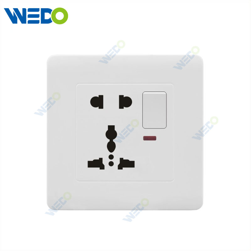 C50 Home Switches 15A 5 Pin Multi Function Socket with Neon White/gold/silver/brush Gold/wood/brush Silver