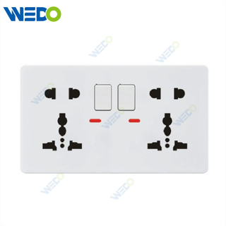 C85 Wall Switch Push On Off UK Standard Electric Switch Socket UK Standard White 2*5 Pin MF Switch Socket with Neon