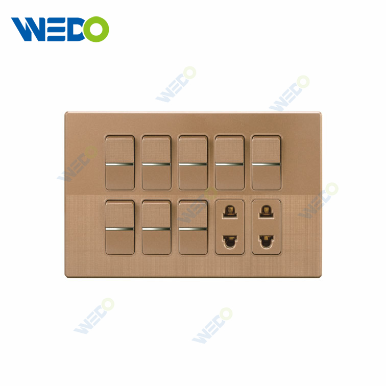 Customized Logo 86*146mm 8 Gang 2 Way Pakistan Wall Switch Socket 