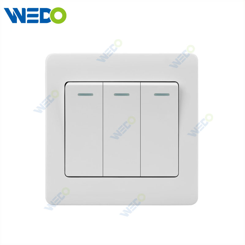 C50 Home Switches 3G 16A 250V Light Electric Wall Switch Socket 86*86cm White/gold/silver/brush Gold/wood/brush Silver
