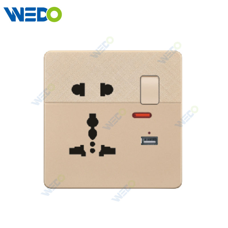 D1 Light Switch Simple Electric, Wall Switch Light 5PIN MF Switched Socket With neon+USB Wall Switch PC Material Cover with IEC Report SASO