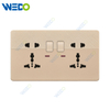D1 Light Switch Simple Electric, Wall Switch Light DOUBLE 5PIN MF SWITCHED SOCKET WIHT NEON Wall Switch PC Material Cover with IEC Report SASO