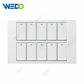 Pakistan Style PC Plate 10 Gang Big Button Electric Switch Socket 