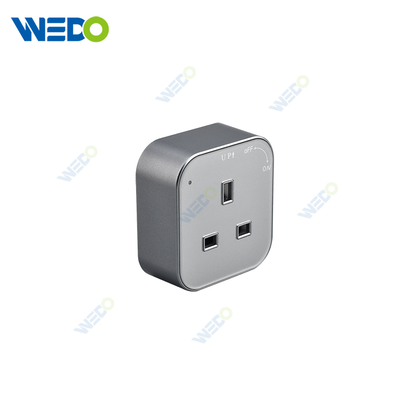 Track Socket in Plug with LED surrounding light & Socket Aluminum Wall Track Socket Embedded Orbital EU Movable Modular Power Rail Plug System Desktop Electrical Outlet Panel with USB Square socket