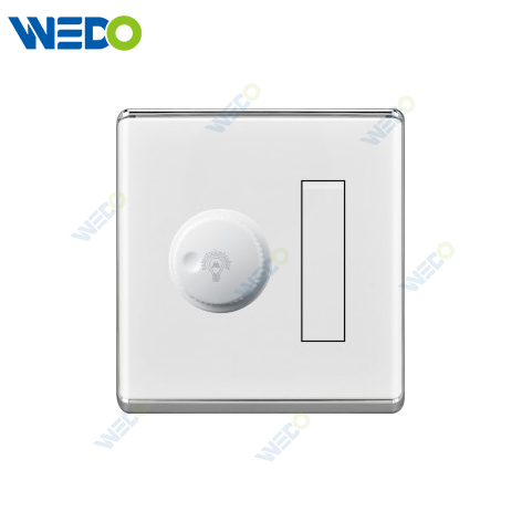 S2-W Home 1 Gang Fan Dimmer / Light Dimmer 300W/500W/1000W/1500W Switch 16A 250V Light Electric Wall Switch Socket 86*86cm PC Material with Chrome Frame