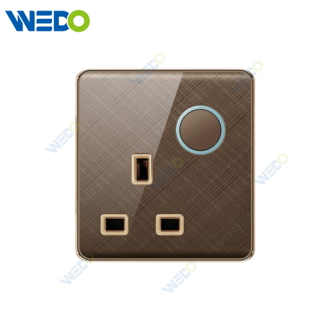 K2-b Series 13A Switched Socket with LED Light Ring 250V Light Electric Wall Switch Socket 86*86cm PC Material with Chrome Frame Home Switches