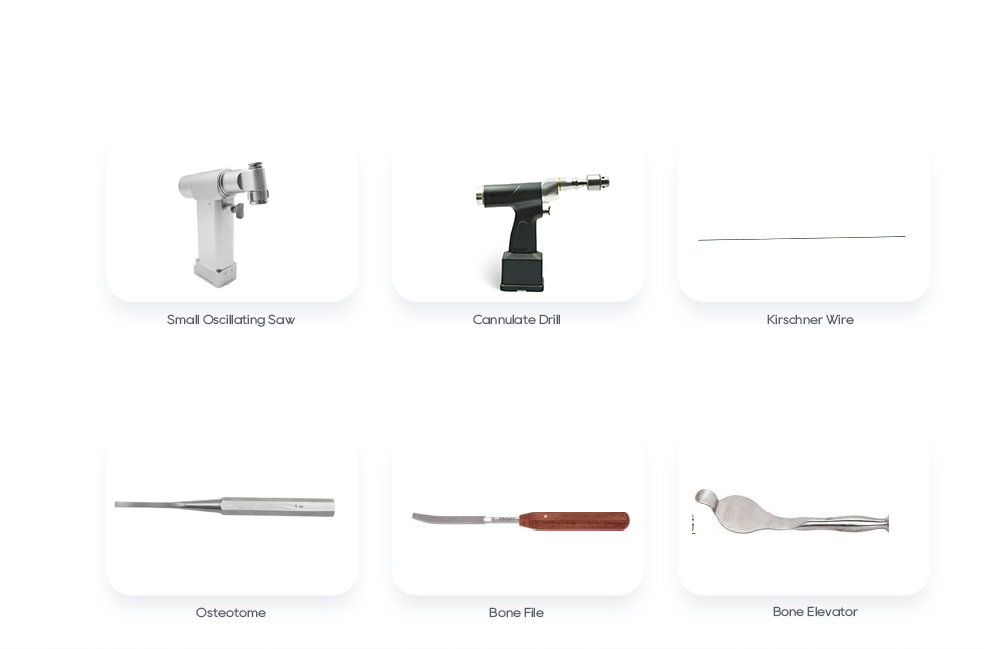 Aaladaha Quwadda Qalliinka ee La Xidhiidha: Sawirka Oscillating Yar, Drill Cannulate, Kirschner Wire, Osteotome