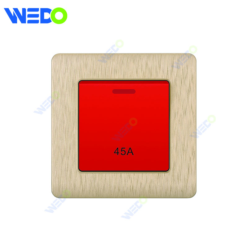 C20 86mm*86mm Home Switch White/silver/gold 45A Big Button Light Electric Wall Switch PC Cover with IEC Certificate