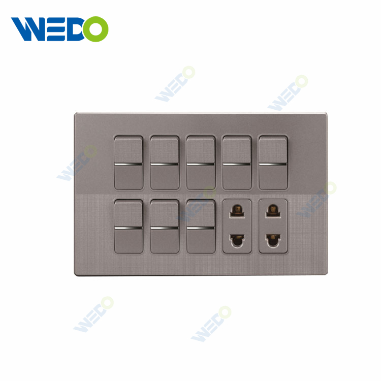 Customized Logo 86*146mm 8 Gang 2 Way Pakistan Wall Switch Socket 