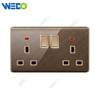 K2-b Series Double 13A Switched Socket with LED Light Ring 250V Light Electric Wall Switch Socket 86*86cm PC Material with Chrome Frame Home Switches