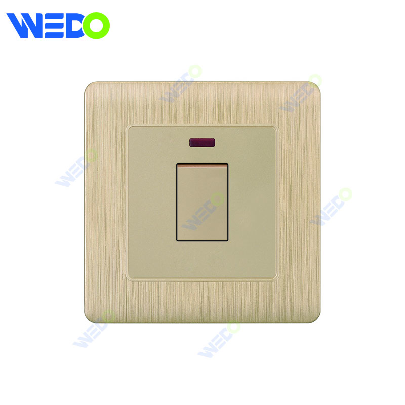 C20 86mm*86mm Home Switch White/silver/gold 20A Small Button Light Electric Wall Switch PC Cover with IEC Certificate