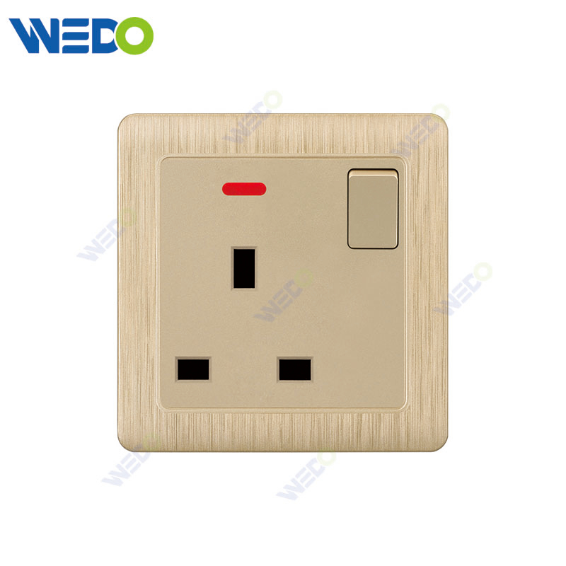 C20 86mm*86mm Home Switch White/silver/gold 13A SWITCHED SOCKET Light Electric Wall Switch PC Cover with IEC Certificate
