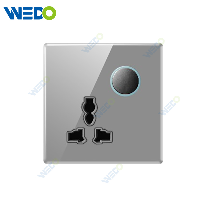S6 Series 13A MF Switched Socket with LED Light Ring 250V Light Electric Wall Switch Socket Tempered Glass Material Modern Sockets