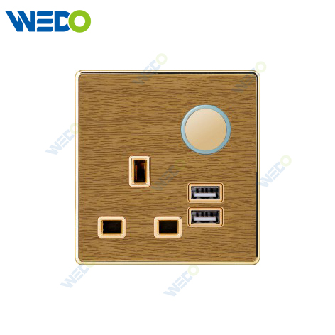 K8 Series Acrylic 13A Switched Socket with LED Light Ring+2SUB 250V Light Electric Wall Switch Socket Home Switches Twist Pattern