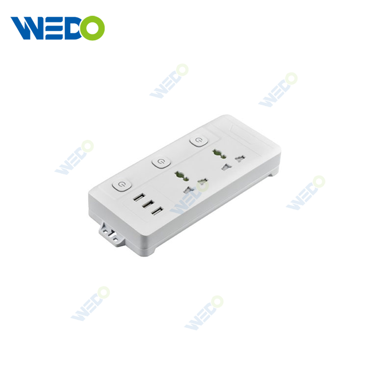 2 Way Universal Extension Wire Socket with Switch Control 