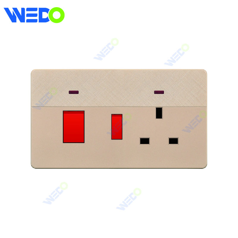 D1 Light Switch Simple Electric, Wall Switch Light Cooker Unit Socket With Neon Wall Switch PC Material Cover with IEC Report SASO