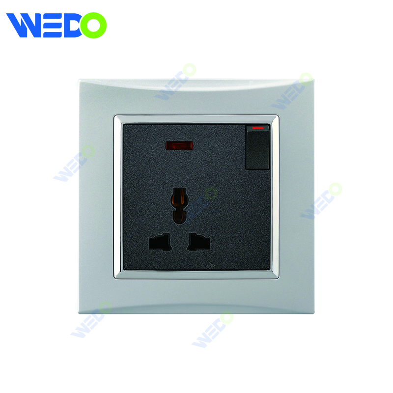 M3 Wenzhou Factory New Design Electrical Light Wall Switch And Socket IEC60669 3PIN SWITCHED SOCKET WITH NEON
