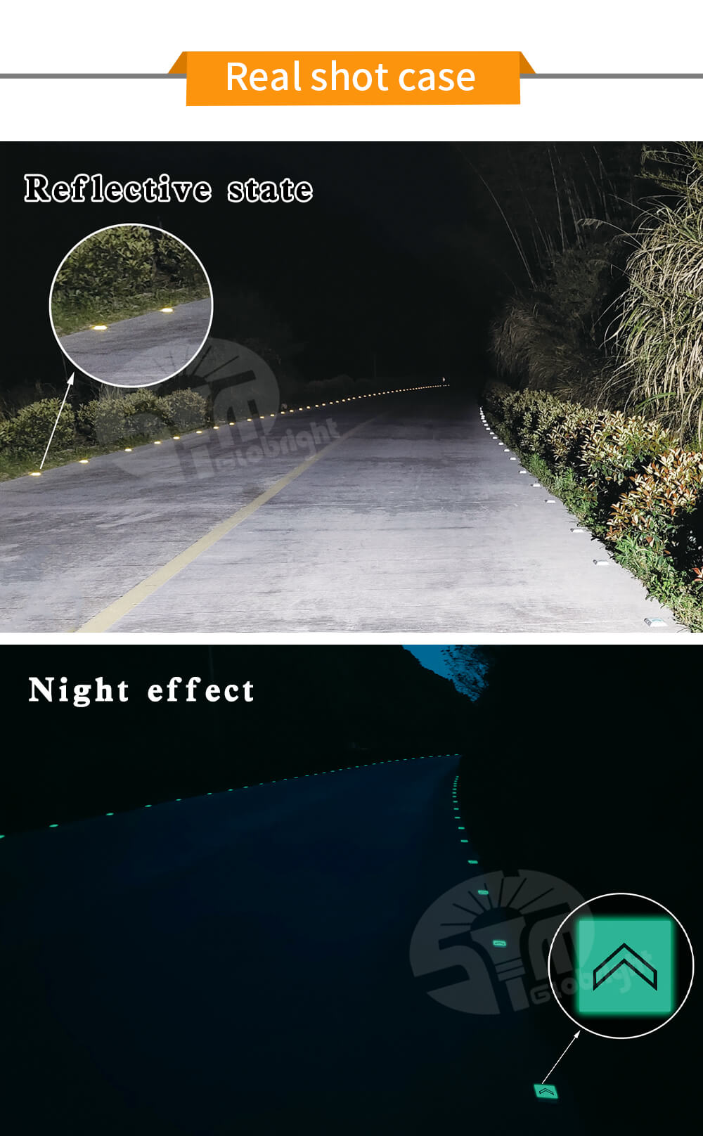 Self-luminous Reflective Road Stud, Reflector, Glow in The Dark, Solar Energy