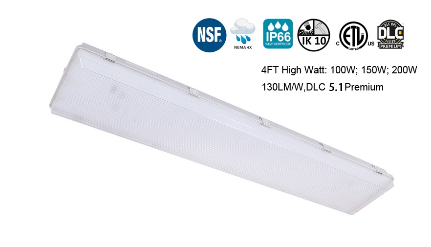 DLC 5.1 Low UGR 4FT LED Vapor tight high bay 